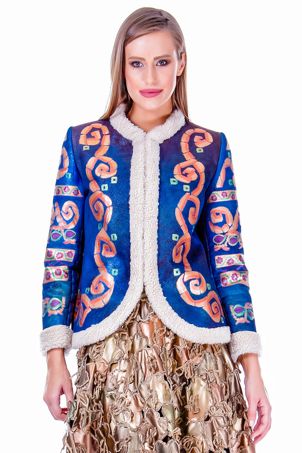 Jacheta piele ecologica pictata AV-138